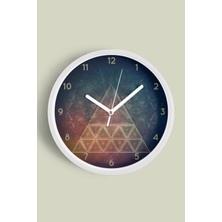 JHAAR Kozmik Piramit Modern Tasarım Duvar Saati - 25cm - Önü Camlı Beyaz Kasa