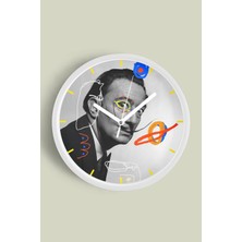 JHAAR Modern Sanatçı Salvador Dali Portreli Modern Duvar Saati - 25cm - Önü Camlı Beyaz Kasa