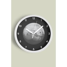 JHAAR Soyut Dünya Temalı - Uzay - Astronomi Modern Duvar Saati - 25cm - Önü Camlı Beyaz Kasa