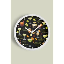 JHAAR Kokteyl Bardağı Modern Tasarım Duvar Saati - 25CM - Önü Camlı Beyaz Kasa - Sessiz Mekanizma