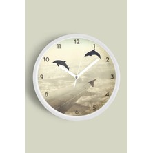JHAAR Soyut Doğa Manzara Temalı Modern Duvar Saati - 25CM - Önü Camlı Beyaz Kasa - Sessiz Mekanizma