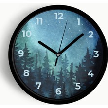 JHAAR Soyut Gece Görüşü Modern Duvar Saati - 25CM - Önü Camlı Siyah Kasa - Sessiz Mekanizma