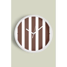 JHAAR Renkli Dikey Çizgili Modern Duvar Saati - 25CM - Önü Camlı Beyaz Kasa - Sessiz Mekanizma