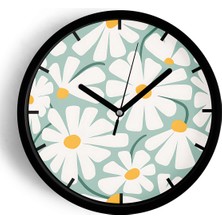 JHAAR Soyut Papatya Modern Duvar Saati - Büyük XL 42 cm - Siyah Kasa - Camlı Sessiz