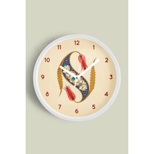 JHAAR Hat Sanatı Motifli Osmanlı Desenli Klasik Islami Modern Duvar Saati - 25CM - Önü Camlı Beyaz Kasa