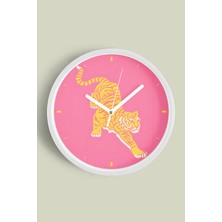 JHAAR Kaplan Temalı Modern Duvar Saati - 25cm - Önü Camlı Beyaz Kasa