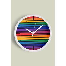 JHAAR Soyut Tasarım Modern Duvar Saati - 25cm - Önü Camlı Beyaz Kasa