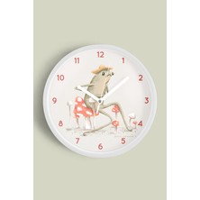 JHAAR Soyut Kurbağa Temalı Modern Duvar Saati - 25cm - Önü Camlı Beyaz Kasa