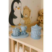 Sisay Home Mavi Ayıcık Figürlü ve Atlı Karıncalı 3'lü Dekor Seti – Çocuk Odası Aksesuarı & Biblo