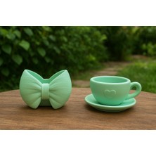 2'li El Yapımı Saksı Seti - Handmade Taş Tozu Fiyonk Fincan Tasarım Sukulent Mumluk Dekoratif Biblo