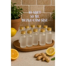 Rotanev 10 Adet Buzlu Şeffaf Cam Shot Şişesi Sızdırmaz Kapaklı Koku Süs Çok Amaçlı Şişe 50ML