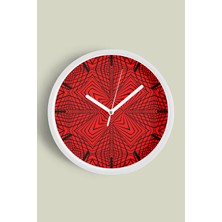 JHAAR Siyah - Kırmızı Optik İllüzyon Modern Tasarım Duvar Saati - 25cm - Önü Camlı Beyaz Kasa