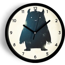 JHAAR Kozmik Canavar Temalı Modern Duvar Saati - 25cm - Önü Camlı Siyah Kasa