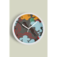 JHAAR Leopar - Kaplan Modern Tasarım Duvar Saati - 25cm - Önü Camlı Beyaz Kasa