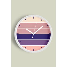 JHAAR Renkli Çizgili Modern Tasarım Duvar Saati - 25cm - Önü Camlı Beyaz Kasa