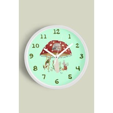 JHAAR Sevimli Tavşanlar Çocuk Odası Duvar Saati - 25cm - Önü Camlı Beyaz Kasa