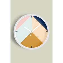 JHAAR Geometrik Tasarım Modern Duvar Saati - 25cm - Önü Camlı Beyaz Kasa