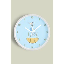 JHAAR Sevimli Denizatı Modern Çocuk Odası Duvar Saati - 25cm - Önü Camlı Beyaz Kasa