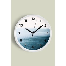 JHAAR Sonsuz Deniz Manzaralı Modern Duvar Saati - 25cm - Önü Camlı Beyaz Kasa