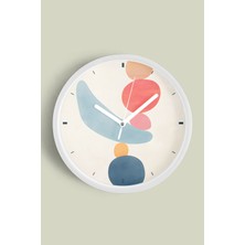 JHAAR Soyut - Bohem - Geometrik Temalı Modern Duvar Saati - 25cm - Önü Camlı Beyaz Kasa
