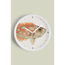 JHAAR Balık Tasarım Modern Duvar Saati - 25cm - Önü Camlı Beyaz Kasa