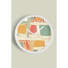 JHAAR Soyut - Bohem - Geometrik Temalı Modern Duvar Saati - 25CM - Önü Camlı Beyaz Kasa - Sessiz Mekanizma