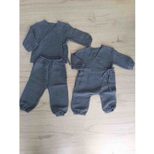 Müslin Bebek Tulumu Alt Üst Takım Şapka Eldiven Takımı/ Hastane Çıkışı