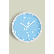 JHAAR Soyut Yıldızlı Modern Tasarım Duvar Saati Çocuk Odası - 25cm - Önü Camlı Beyaz Kasa