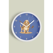 JHAAR Golf Sever Köpek Çizimi Modern Duvar Saati - 25cm - Önü Camlı Beyaz Kasa