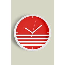 JHAAR Renkli Çizgili Modern Tasarım Duvar Saati - 25cm - Önü Camlı Beyaz Kasa