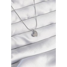 Shopwe 316L Çelik Gümüş Renk Minimal Kalp Tasarımlı Kolye