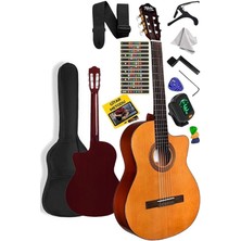 Leaf Shop CG-395YLX Klasik Gitar 4/4 Kesik Kasa Full Set (Çanta Askı Tuner Metod Pena)