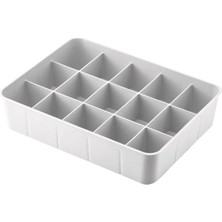 Leaf Shop Kapaksız Dolap Içi 15 Bölmeli Çekmece Düzenleyici Plastik Hobi Kutusu Takı Makyaj Saklama Kabı Organizer (Beyaz)
