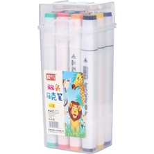 Leaf Shop Trend Çift Taraflı Uçlu Marker Keçeli Kalem Seti 12'li Taşıma Çantalı