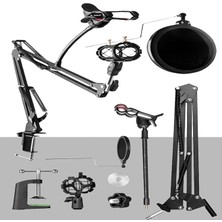 Leaf Shop Set-01 - Mikrofon Standı + Shock Mount + Pop Filter