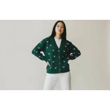 Eren Style Fiyonk Desenli Çelik Örme Triko V Yaka Hırka