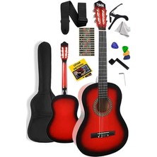 Leaf Shop CG-270RD Kırmızı Renk Klasik Gitar 4/4 Yetişkin Boy Sap Ayarlı Full Set