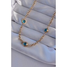 Shopwe 316L Çelik Gold Renk Nazar Boncuk Model Kolye