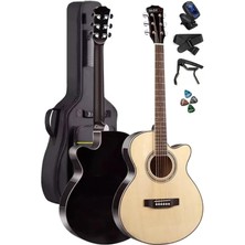 Leaf Shop XC-200NT Kesik Kasa Profesyonel Akustik Gitar 4/4 Yetişkin Üst Segment (Gigbag Çanta Tuner Capo Askı Pena)