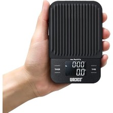 Leaf Shop Exagram Zamanlayıcılı Kahve Tartısı, 0.1g/2kg Yüksek Hassasiyetli, Dokunmatik Düğmeli Mutfak Tartısı Paslanmaz Çelik Platform, Ağırlık/dara, Otomatik Kapanma, Siyah (Piller Dahil Değildir)