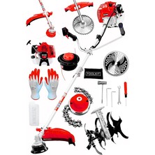 Leaf Shop Alman 16 Hp Tam Profesyonel Yan Tipi Benzinli Tırpan Ot Çalı Çim Biçme Makinesi Kırmızı + Çapa Aparatı