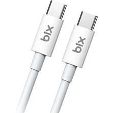 Leaf Shop BX08CC 100W 5gbps E-Mark Çipli Type-C To Type-C Pd Şarj ve Data Kablosu 2 Metre Beyaz