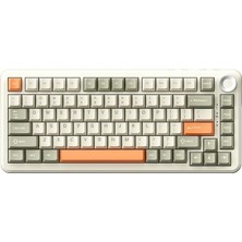 Leaf Shop Ajazz AK820 Max 8000MAH Batarya, Dinamik Rgb, Hot-Swap 3 Modlu Mekanik Klavye Oyun Klavyesi, Bluetooth / 2.4g Kablosuz/type-C Kablolu (AK820 Max - Cream Orange - Flying Fish Switch)