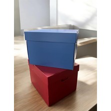 Leaf Shop Kutusu 2 Adet Dekoratif Depolama Kutusu Oyuncak Kutusu Arşiv Depolama Organizer 2 Renk Kutu (Mavi-Kırmızı)