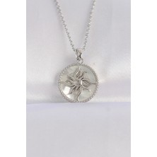 Shopwe 316L Çelik Zincir Gümüş Renk Oval Tasarımlı Güneş Kolye