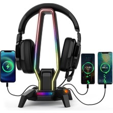 Leaf Shop X-Base Kulaklık Için Stand Rgb Işıklı 3xusb Hub Çoklayıcı Port Ps5 ve Gamepad Standı 3,5mm Jack