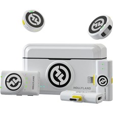 Leaf Shop Hollyland Lark M2 Kablosuz Lavalier Mikrofon (2tx+3rx) Kamera, Iphone, Android, Pc, 48 Khz / 24 Bit Hi-Fi Ses 40H Süre 300 M Menzil, Enc Anti Ses Takmalı Mikrofon, Vlog Için Kablosuz - Beyaz
