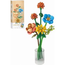 Leaf Shop Çiçek Buketi Yapı Blokları Seti, Mini Bitki Tuğlaları Botanik Koleksiyonu Yapım Oyuncağı, Ev Dekorasyonu Için Yaratıcı Yapay Çiçekler (4601-TURUNCU)