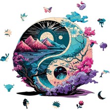 Leaf Shop - Ahşap Puzzle Yetişkinler Için - Yin Yang Benzersiz Parçalı Puzzle - 141 Parça Ahşap Yapboz - Yapıştırıcı Folyo Dahil - Dekoratif Ahşap Puzzle - 28X28 cm - Wz-12