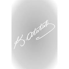 Leaf Shop Aksesuar Kemal Atatürk Imza Sticker Araba, Oto Araç Sticker Beyaz 15 x 4 cm